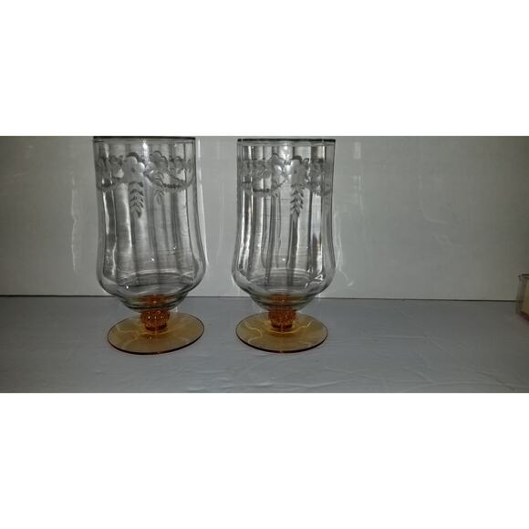 Two Fostoria Gazebo Rust Iced Tea Glasses (4.1217) - Picture 5 of 11